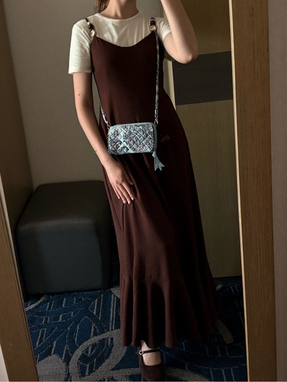 Classic Brown Maxi Slip Dress - Womens